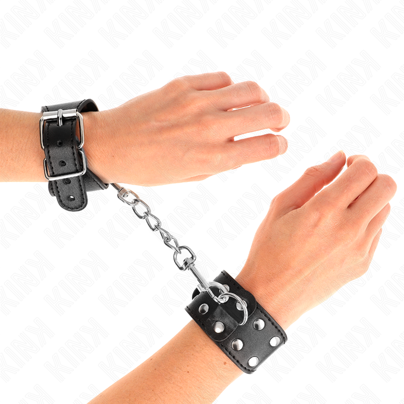 Kink - Bracelets Réglables avec Double Ligne de Clous Noir - Gabychou - Fétichisme