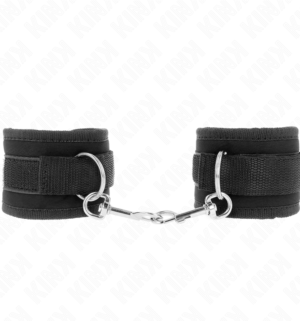 Kink - Appareils-Poignets à Crochet et Boucle en Nylon Noir, Réglable de 18-35cm x 6cm, Modèle 2 - Gabychou - Fétichisme