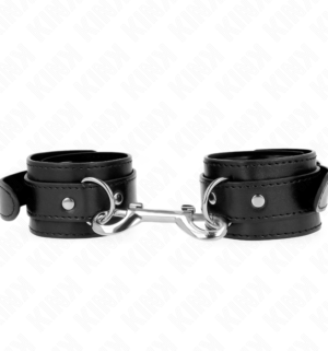 Kink - Appareils Poignets Rangée de Rivets Simple Noir Ajustable 17-28cm X 5cm - Gabychou - Fétichisme