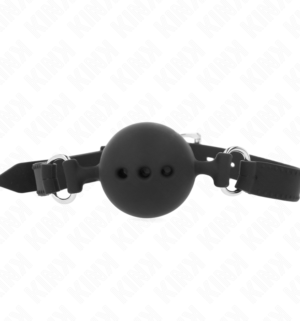 Kink - Bâton en silicone complet 55 x 2 cm avec boule 4,5 cm taille M ajustable 35-51 cm noir - Gabychou - Baillons boules