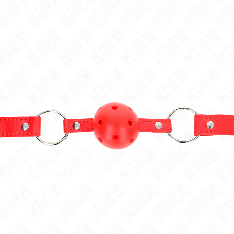 Kink - Bâton Respirant Rouge 4 cm avec Double Rivet Modèle 1, Réglable 42-58 cm, 62,5 x 2,5 cm - Gabychou - Baillons boules