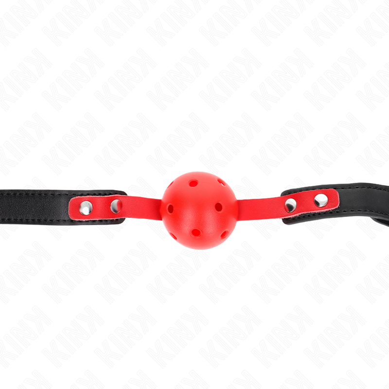 Kink - Balle Dure Creuse Rouge 4 cm avec Bracelet Ajustable Noir 60 x 2 cm (37-52 cm) - Gabychou - Baillons boules