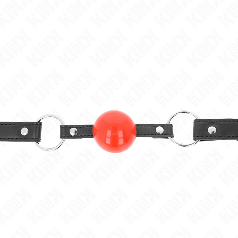 Kink – Bâillon Balle 4cm avec Serrure, Boule Rouge, Bracelet Noir 60x2cm