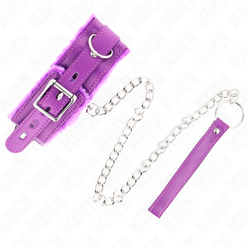 Kink - Collier avec Laisse 65 cm et Restrictions Violet 36-42 cm X 5,5 cm - Gabychou - Colliers