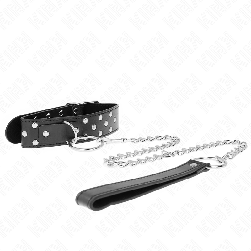 Kink - Collier Rivet Anneau avec Ceinture Ajustable Noir 65cm x 3.8cm (36-50cm) - Gabychou - Colliers