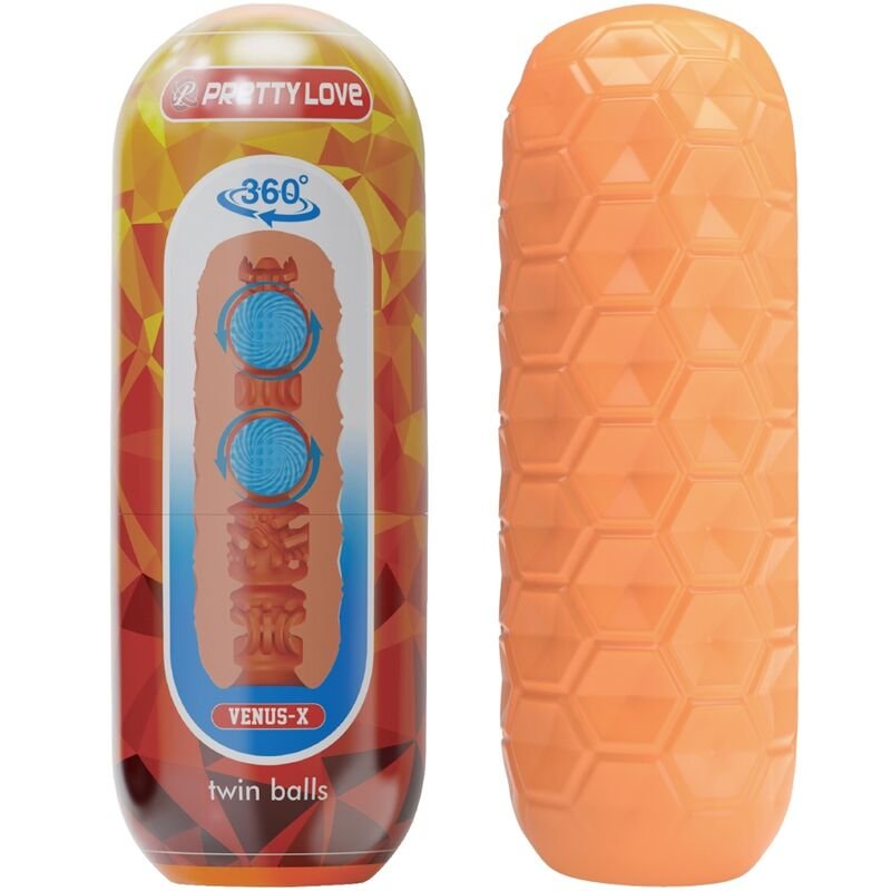 Pretty Love – Masturbateur Pour Homme À Deux Boules Orange