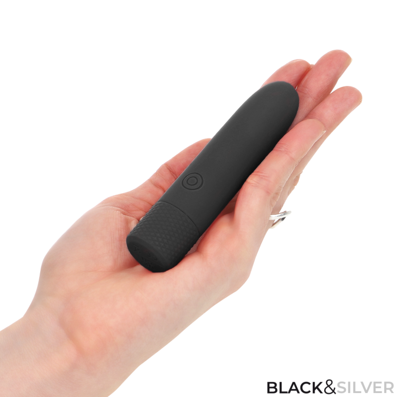 Black Silver - Geri Bullet Vibrant Rechargeable USB avec 8 Vibrations, Noir, 10 X 2,2 cm - Gabychou - Balles vibrantes