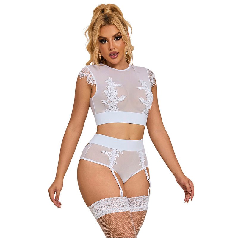 Subblime – 954048 Soutien-gorge + Culotte Avec Porte-jarretelles Blanc L/xl