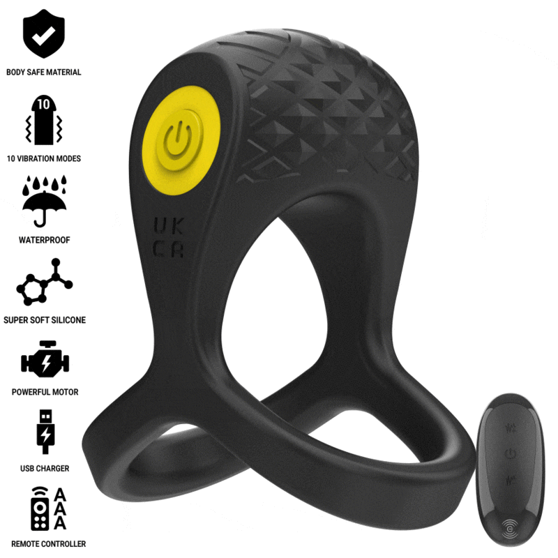 Intense – Alex Vibrateur Double Anneau PÉnis 10 Vibrations Noir