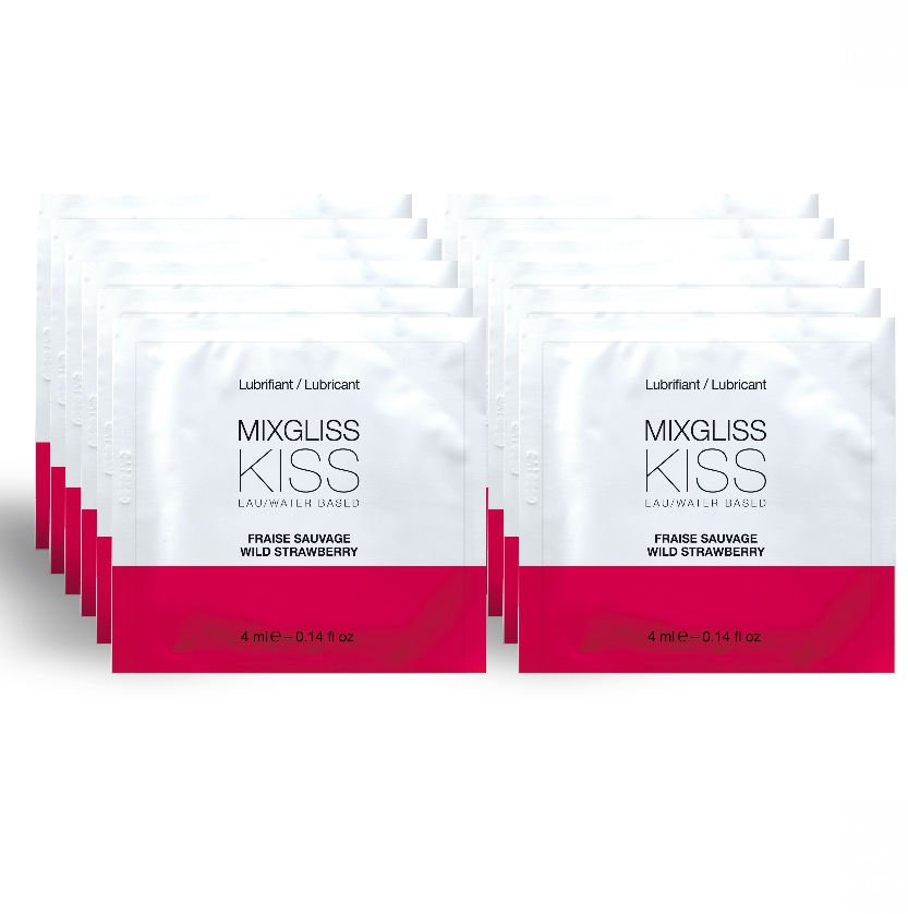 Mixgliss - Lubrifiant Base d'Eau Saveur Fraise 12 Unidoses de 4 ml - Gabychou - Aux saveurs délicieuses