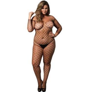 Leg Avenue - Bodystocking Épaules Dénudées Noir Grande Taille - Gabychou - Bodystocking