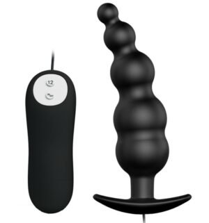 Pretty Love - Plug Anal en Silicone avec Stimulation Extra et 12 Modes de Vibration Noir - Gabychou - Anal
