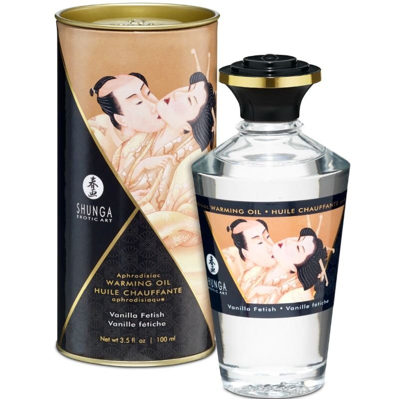 Shunga – Huile de Massage à Effet Chaleur Saveur Vanille Fétiche 100ml