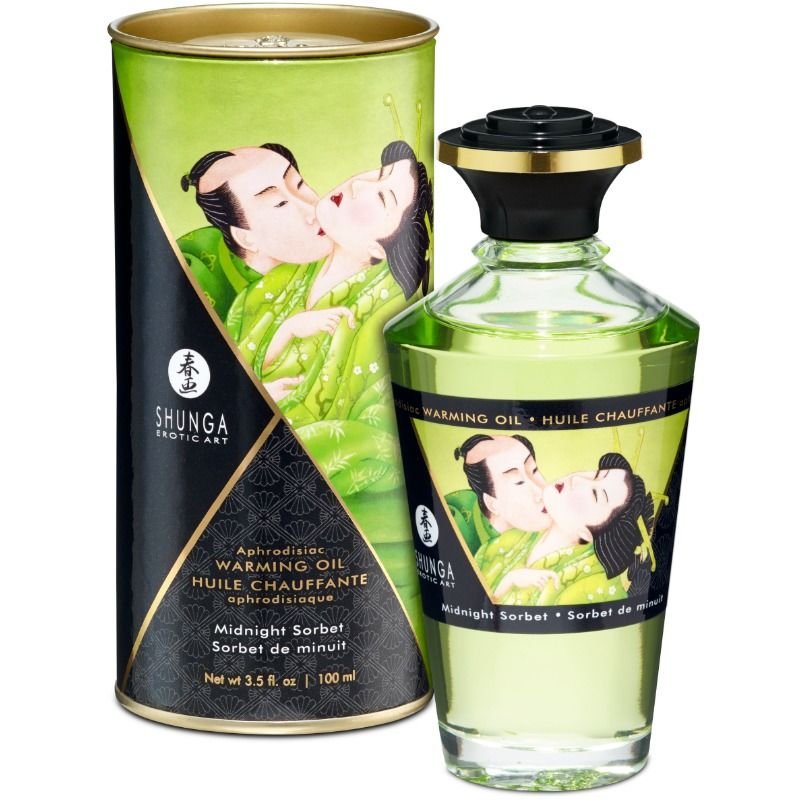 Shunga – Huile de Massage à Effet Chaleur Saveur Sorbet de Minuit 100ml