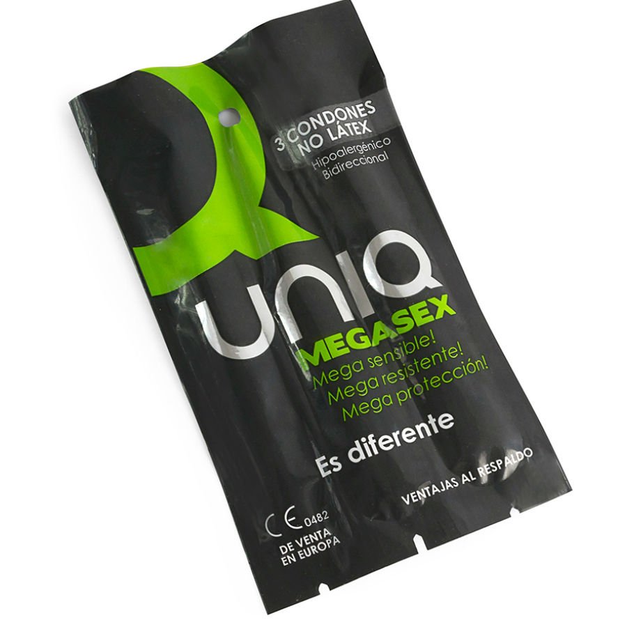 Uniq – Préservatifs Sensibles Sans Latex Megasex 3 Unités