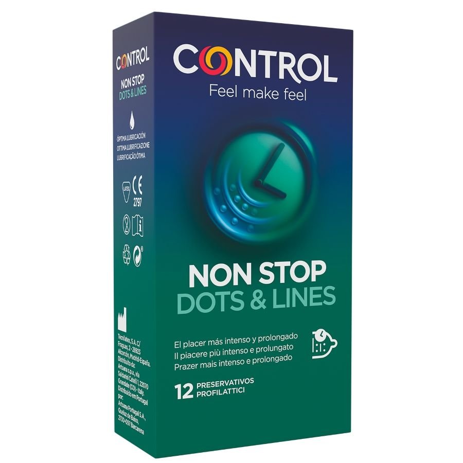 Control – Préservatifs Nonstop Points et Lignes 12 Unités