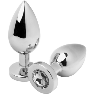 Metal Hard - Plug Anal Diamant Transparent Moyen 7,62cm - Gabychou - Anal