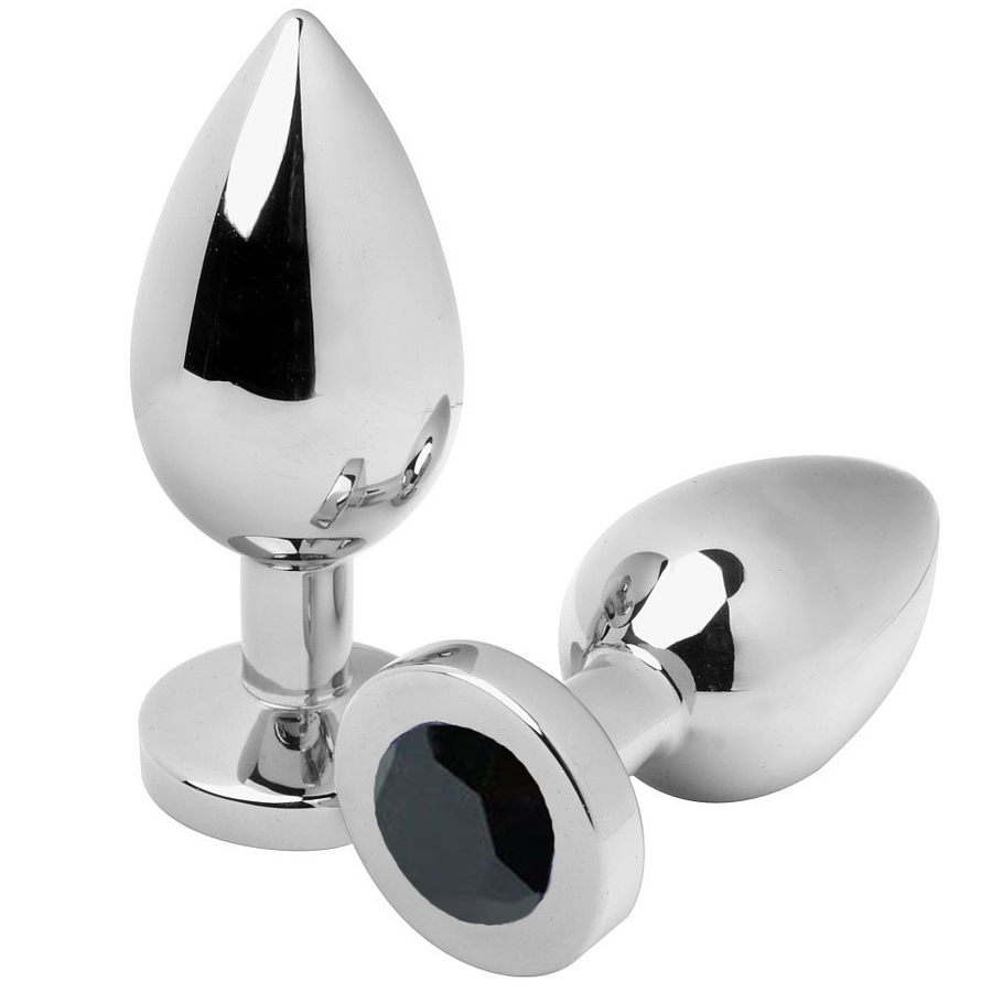 Metal Hard – Plug Anal Diamant Noir Moyen 7,62cm