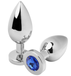 Metal Hard - Plug Anal Bleu Diamant Moyen 7,62cm - Gabychou - Anal