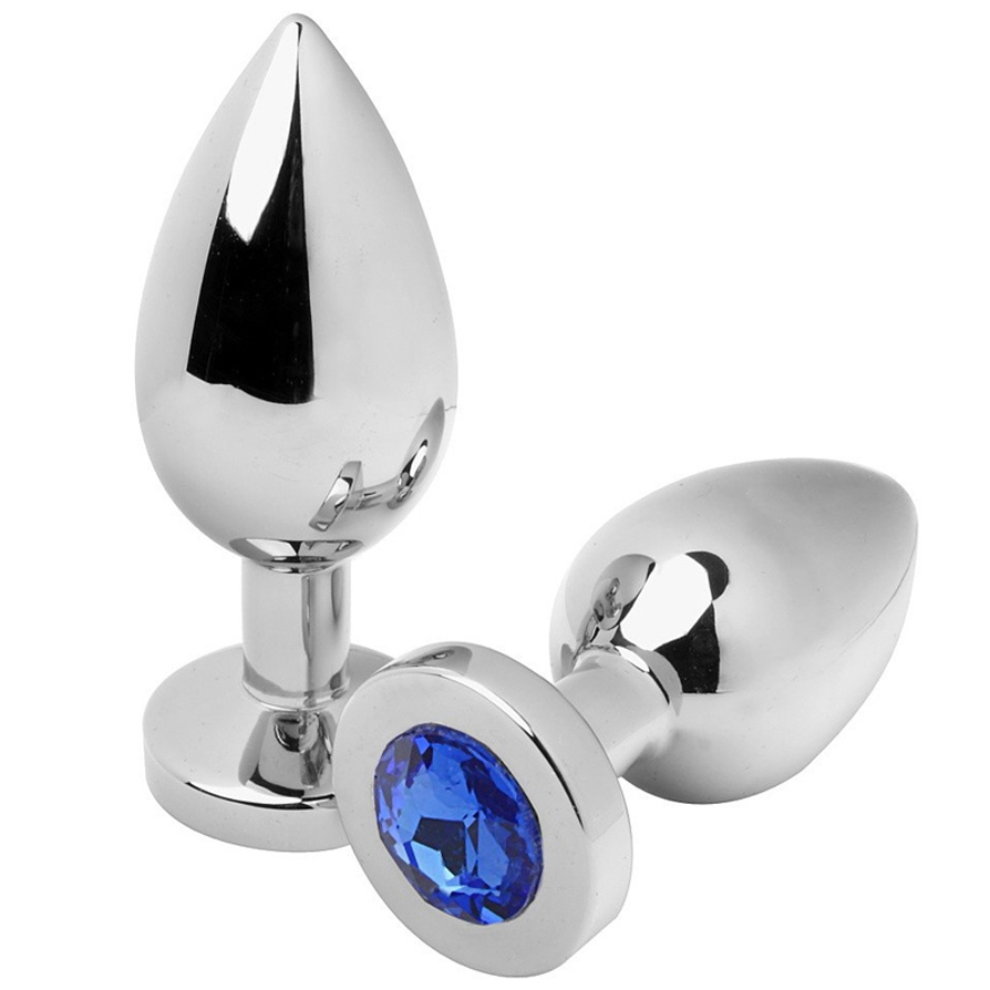 Metal Hard – Plug Anal Bleu Diamant Moyen 7,62cm