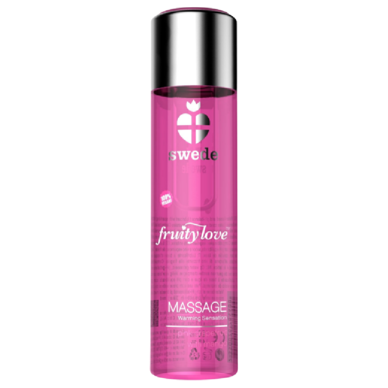 Swede – Huile de Massage Fruity Love Effet Réchauffant Framboise Rose et Rhubarbe 120 ml