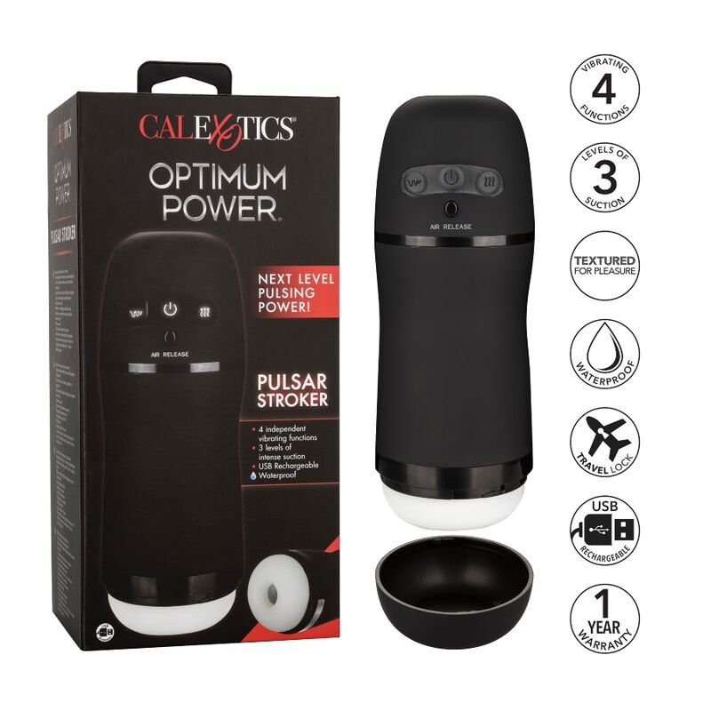 California Exotics - Optimum Power Stroker à Fonctions Vibrantes et d'Aspiration - Gabychou - Jouets sexuels pour hommes