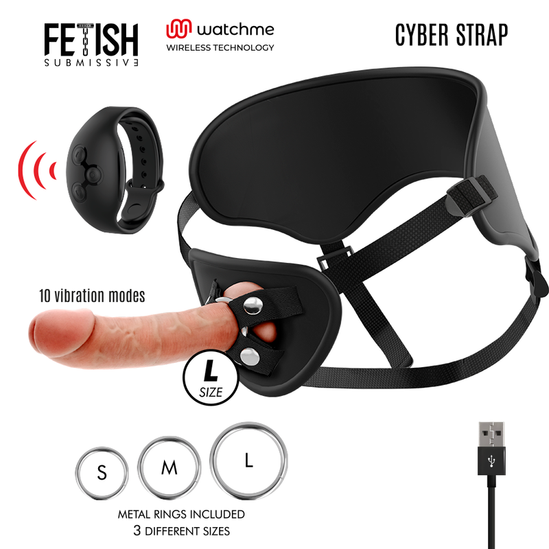 Fetish Submissive - Harnais avec Télécommande Dildo Watchme L Technologie Cyber Strap - Gabychou - Harnais