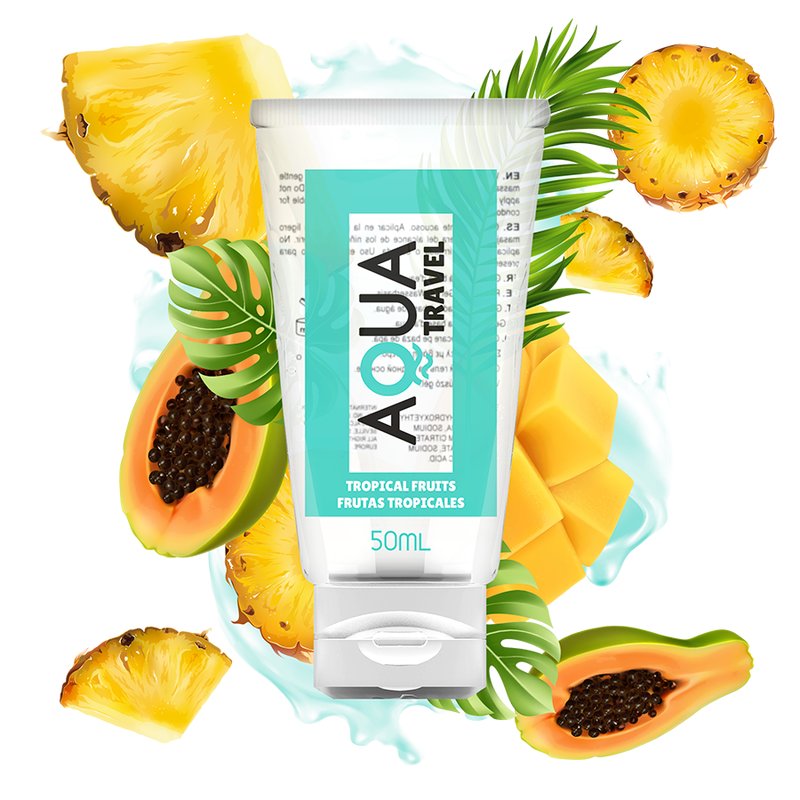 Aqua Travel – Lubrifiant à Base d&rsquo;Eau Saveur Fruits Tropicaux, 50 ml