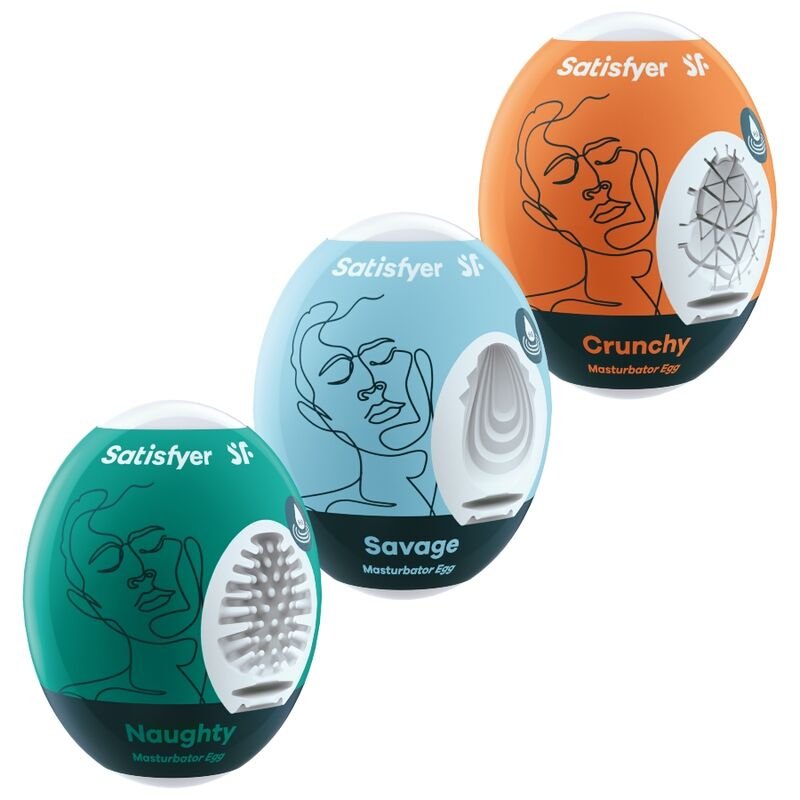 Satisfyer - 3 Oeufs Masturbateurs Naughty Savage Crunchy - Gabychou - Jouets sexuels pour hommes