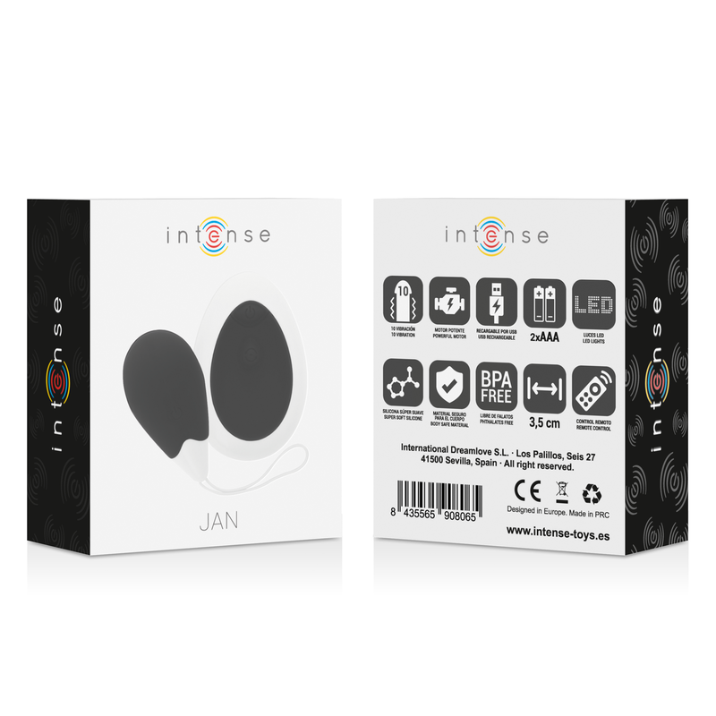Intense - Oeuf Vibrant Télécommandé Jan Noir - Gabychou - Jouets pour femmes