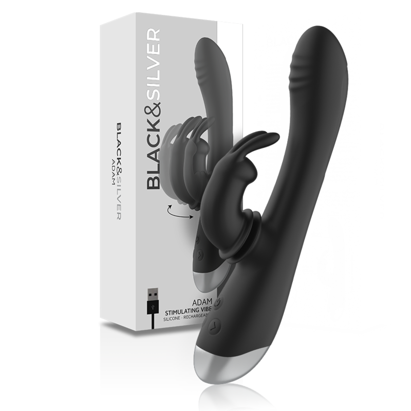Blacksilver - Stimulateur de Lapin Rechargeable en Silicone Adam Noir. - Gabychou - Jouets pour femmes