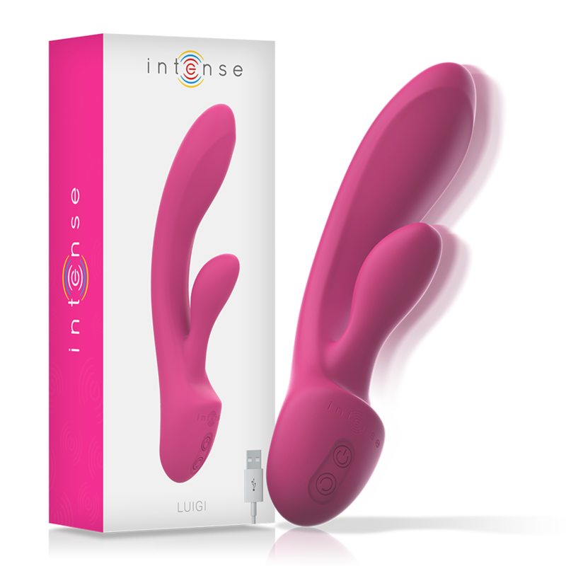 Intense - Vibrateur Rabbit Luigi en Silicone Liquide Rose - Gabychou - Jouets pour femmes