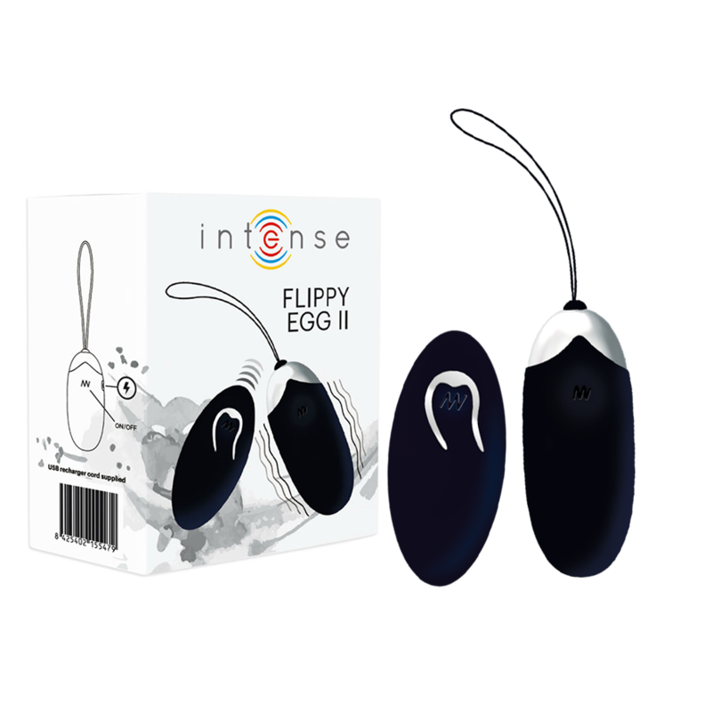 Intense – Oeuf Vibrant Flippy II avec Télécommande Noir