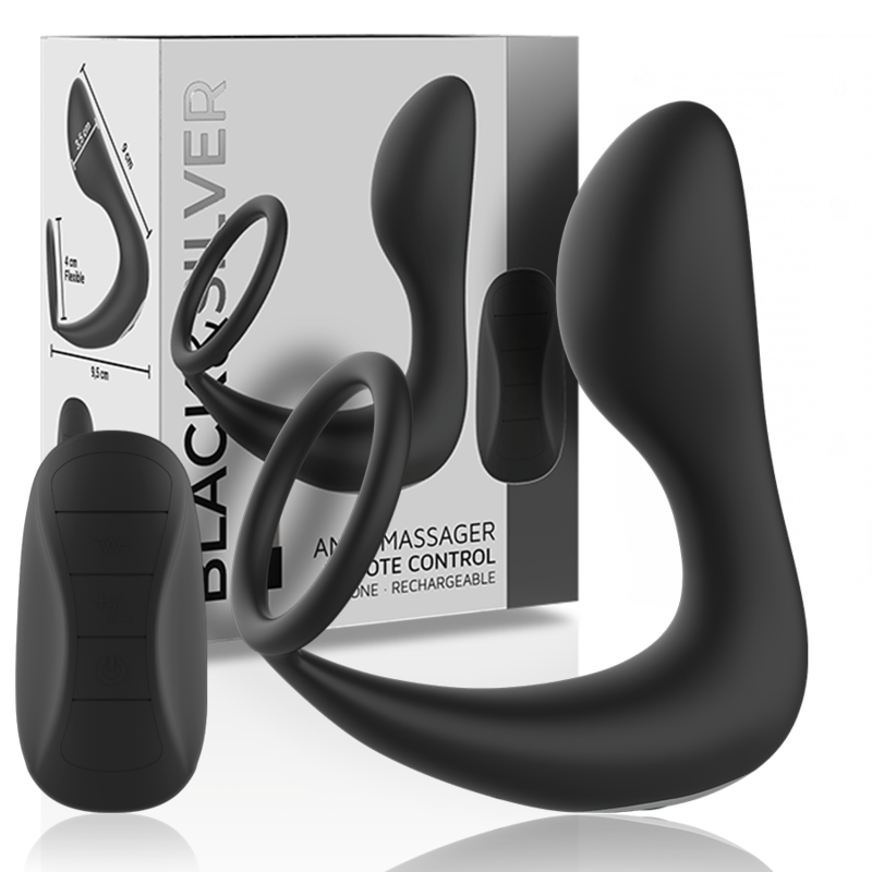 Blacksilver – Masseur Anal Télécommande Rechargeable en Silicone Noir