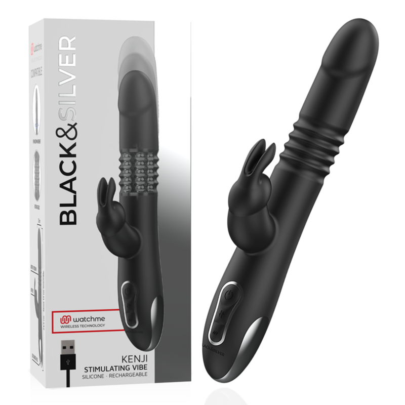 Blacksilver – Vibrateur Stimulant Kenji Compatible avec la Technologie Sans Fil Watchme