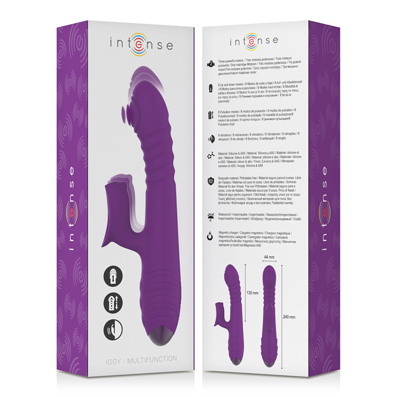 Intense - Vibrateur Rechargeable Multifonction Iggy Up Down avec Stimulateur Clitoridien Violet - Gabychou - Jouets pour femmes
