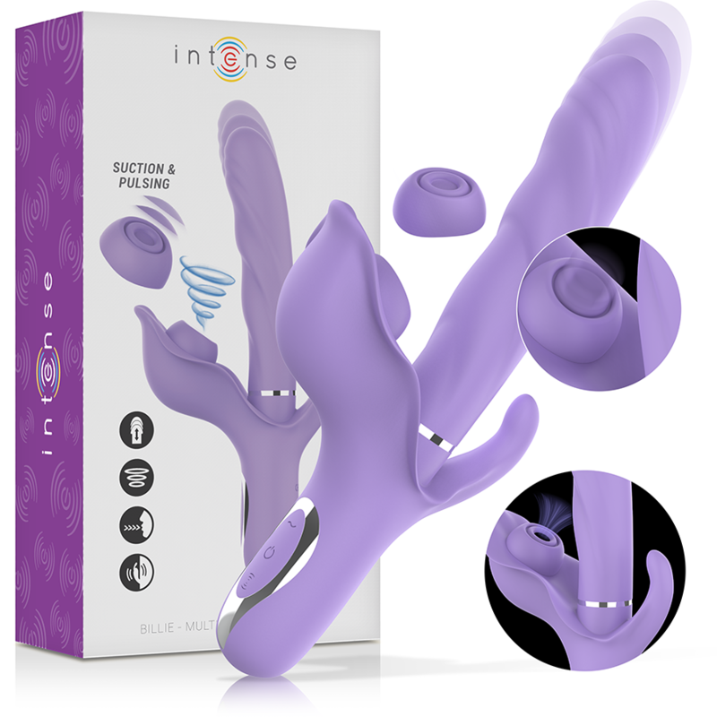 Intense - Vibrateur Multifonction Rechargeable Billie, Aspiration et Pulsation, Violet - Gabychou - Jouets pour femmes