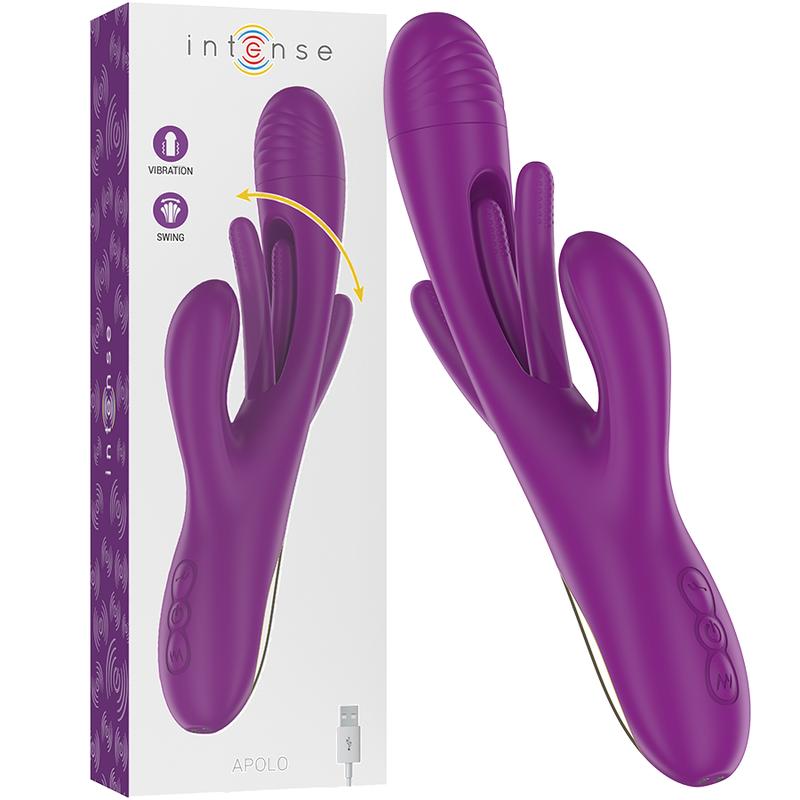 Intense – Apolo Vibrateur Multifonction Rechargeable avec Langue Oscillante, 7 Vibrations, Violet
