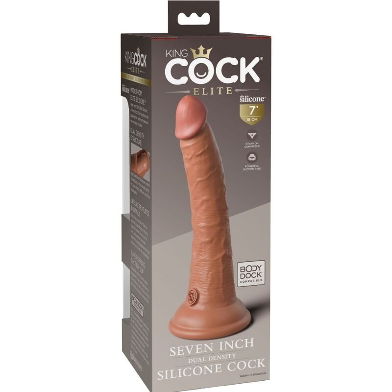 King Cock - Elite Gode Réaliste en Silicone de 17.8 Cm, Caramel - Gabychou - Godes ceinture