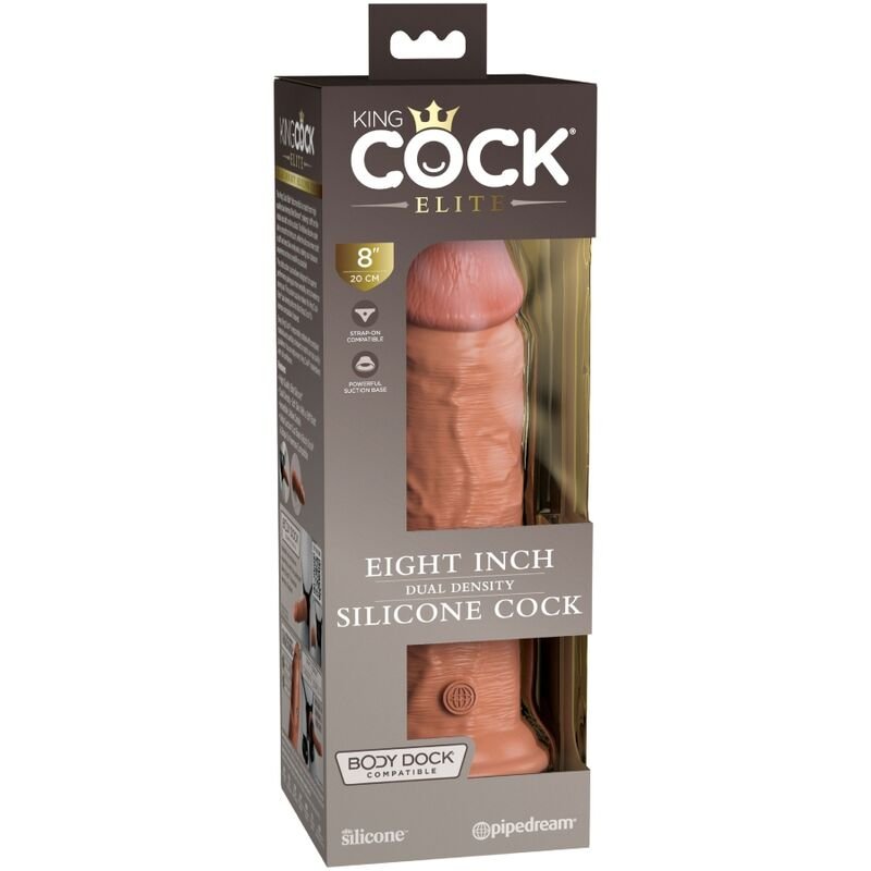King Cock - Gode Réaliste Elite en Silicone 20.3 Cm Caramel - Gabychou - Godes ceinture