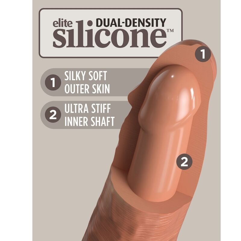 King Cock - Gode Réaliste Elite en Silicone 20.3 Cm Caramel - Gabychou - Godes ceinture