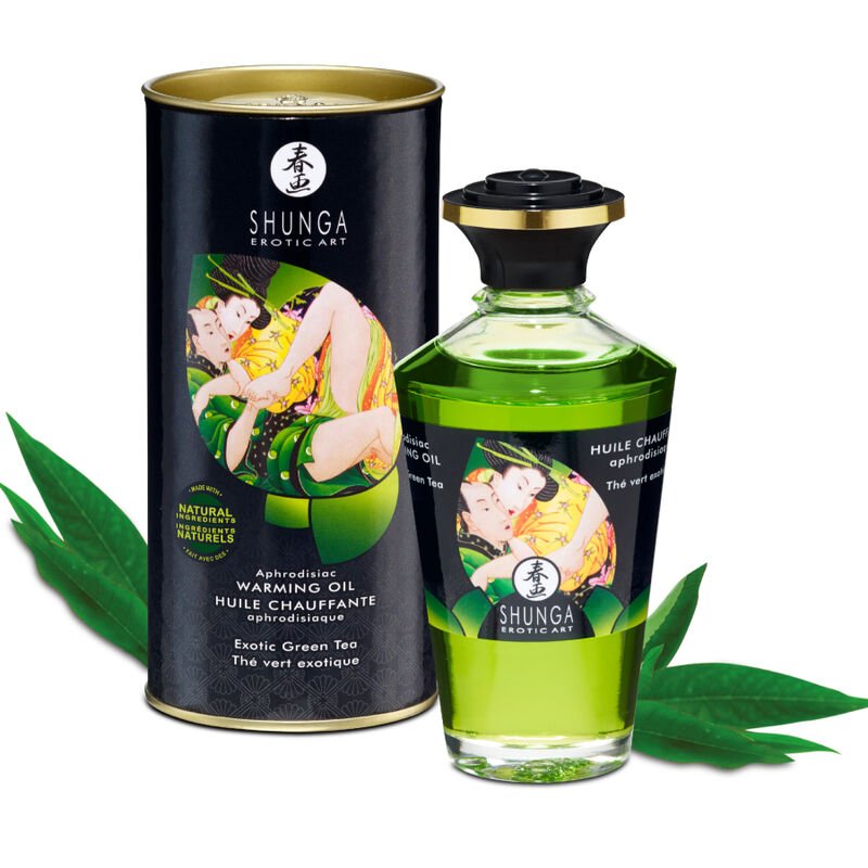 Shunga – Huile de Massage Effet Chaleur au Thé Vert Bio 100ml