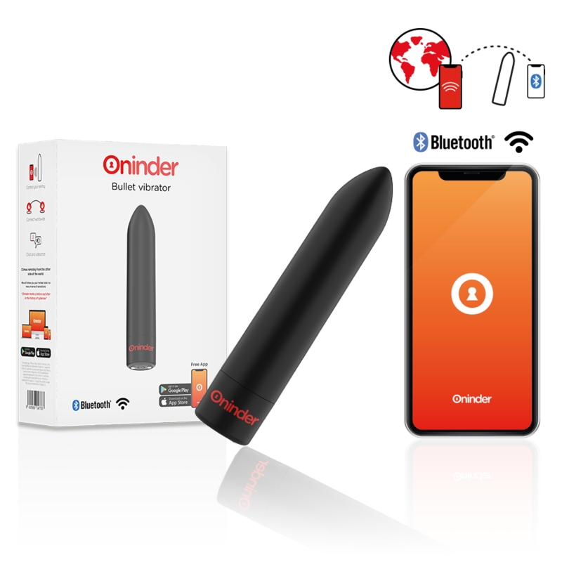 Oninder – Vibrateur Bullet Berlin Noir 9 Modes 8,5 X 2 Cm avec Application Gratuite