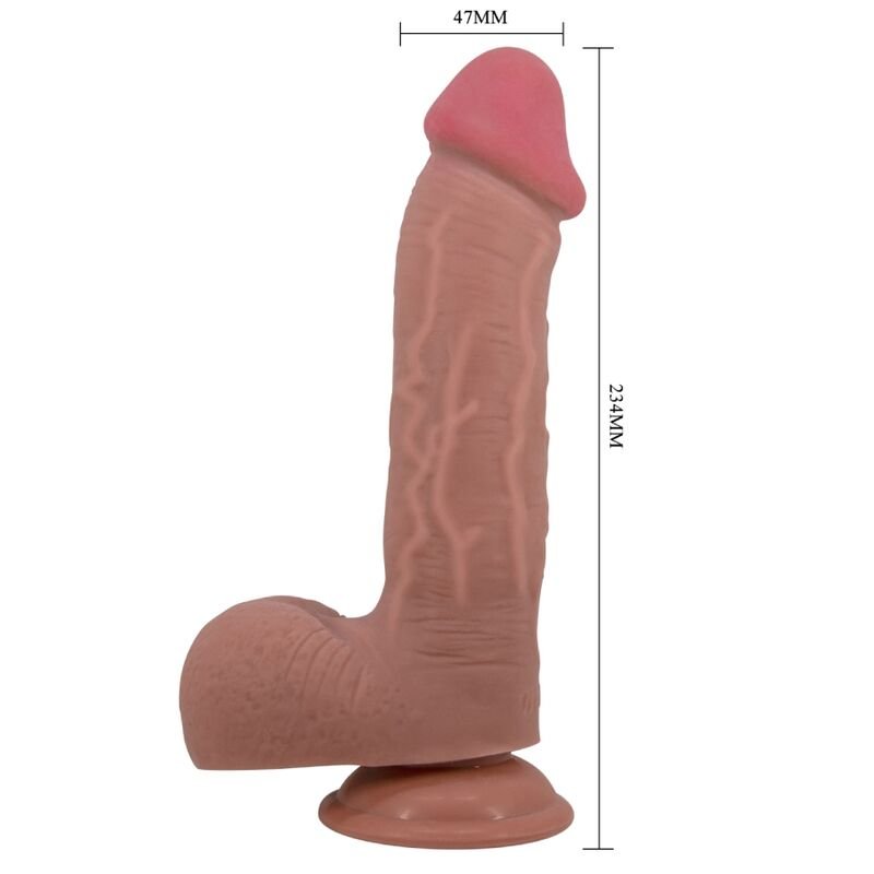 Pretty Love - Gode Réaliste Série Sliding Skin avec Ventouse Marron 23,4 cm - Gabychou - Godes sans vibration