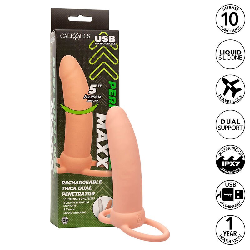 Calexotics - Double Pénétrateur Maxx Thick avec 10 Vibrations Chair - Gabychou - Accessoires Pénis