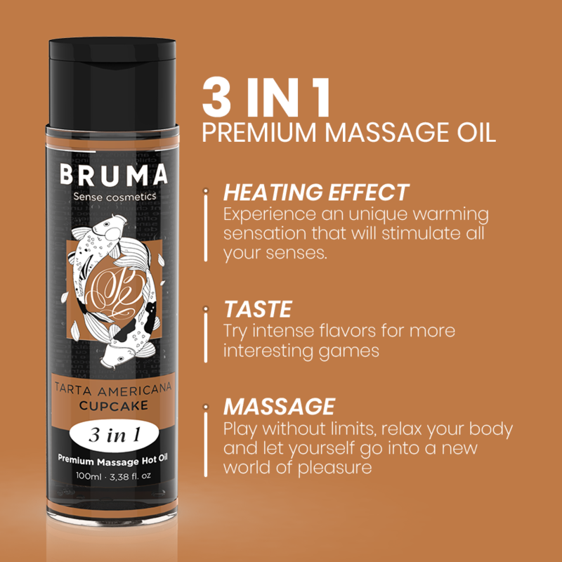Bruma - Huile De Massage Premium Effet Chaleur Saveur Cupcake 3 En 1 - 100 Ml - Gabychou - Avec effet thermique