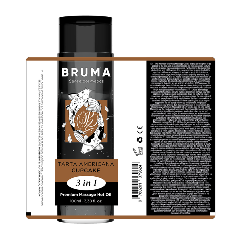Bruma - Huile De Massage Premium Effet Chaleur Saveur Cupcake 3 En 1 - 100 Ml - Gabychou - Avec effet thermique