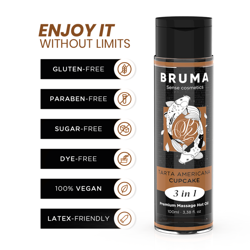 Bruma - Huile De Massage Premium Effet Chaleur Saveur Cupcake 3 En 1 - 100 Ml - Gabychou - Avec effet thermique