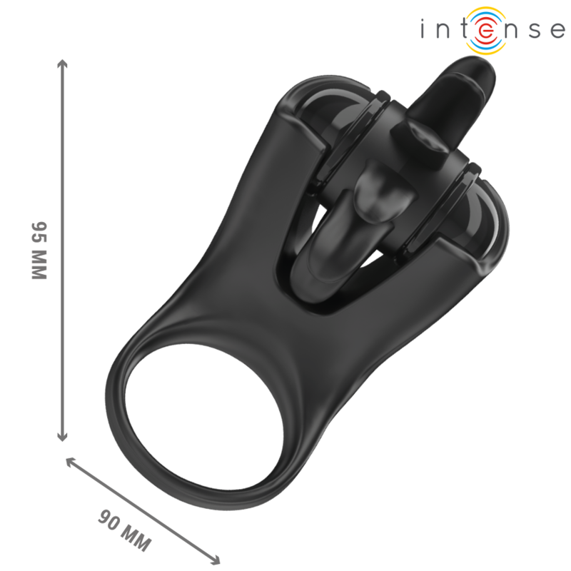 Intense - Mabel Anneau Vibrant 10 Vibrations Avec Stimulateur De Clitoris Noir - Gabychou - Accessoires Pénis
