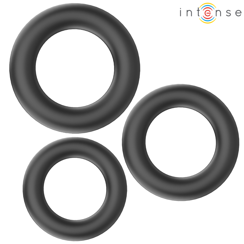 Intense - Hugh 3 Anneaux PÉnis Basiques En Silicone Noirs - Gabychou - Accessoires Pénis